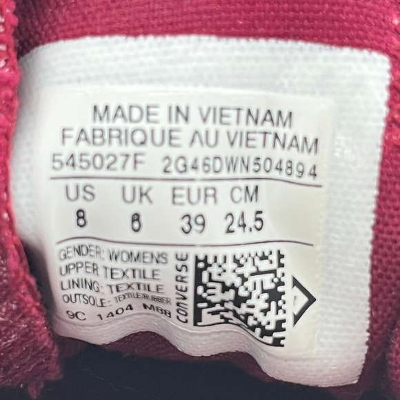 Converse Chuck Taylor All Star Low Top Burgundy Canvas Sneakers Womens 8 - Picture 11 of 15